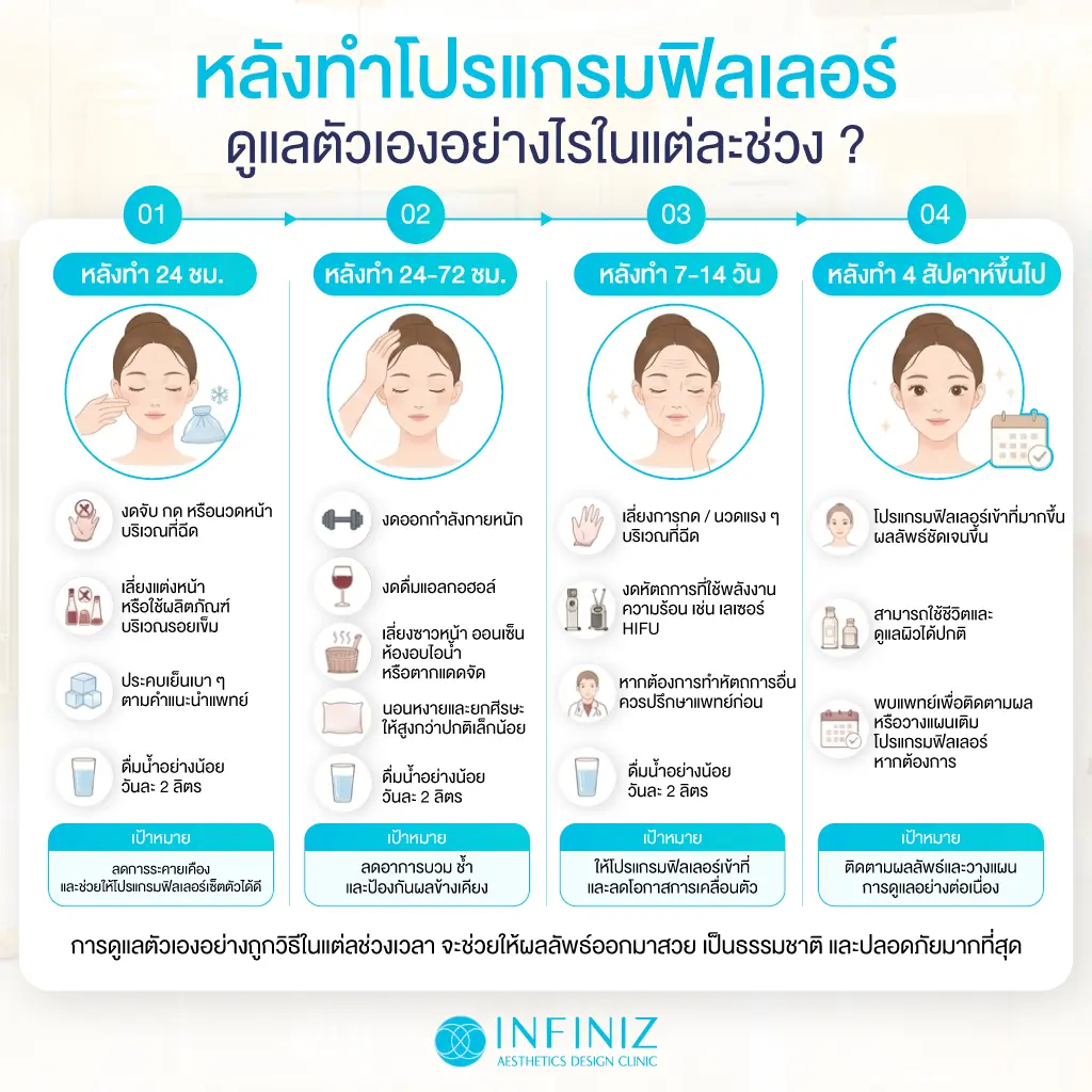 หลังทำโปรแกรมฟิลเลอร์ ห้ามอะไรบ้าง? รวมวิธีดูแลตัวเองให้ฟิลเลอร์เข้าที่สวยและอยู่ได้นาน 3 หลังทำโปรแกรมฟิลเลอร์